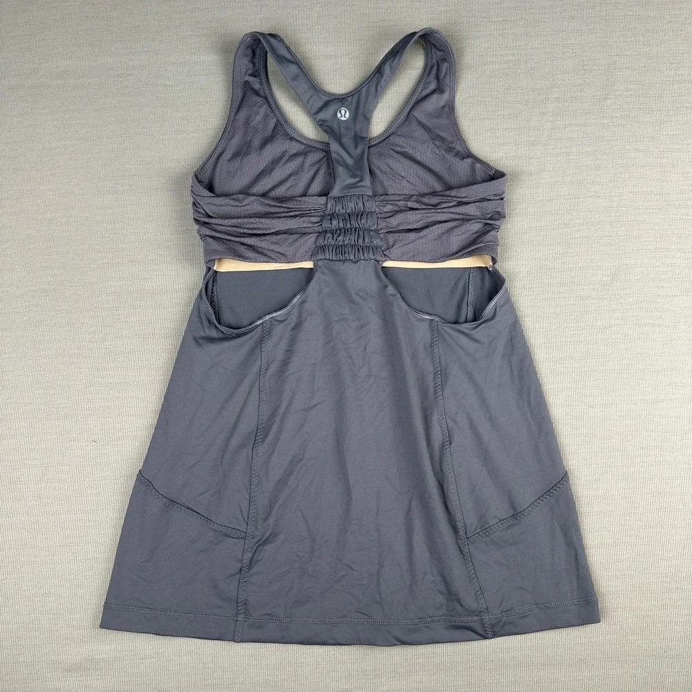 Lululemon Turbo Tank Top Size 6 Dark Gray Racerback Built-in Bra Yoga Workout